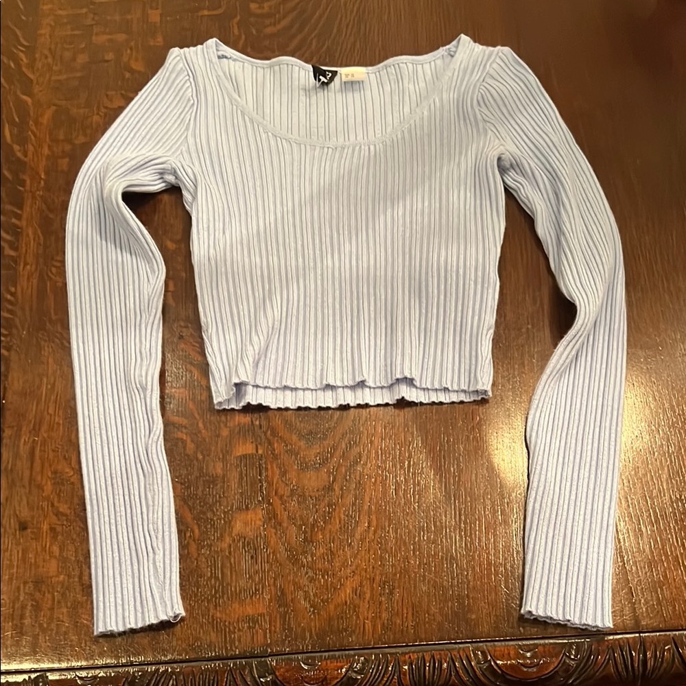 H&M Blue Ribbed Crop Top